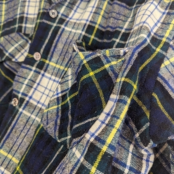 JC Penney Vintage Wool Button Up Shirt Size Large Men 70s Flannel Black Blue - Picture 11 of 12